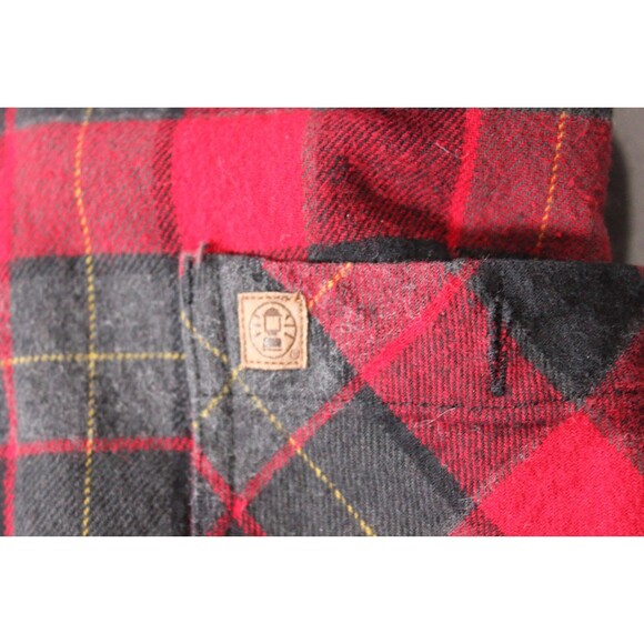 Coleman Mens Long Sleeve Button Flannel buffalo plaid Shirt Cotton Red Size XL - Picture 10 of 11